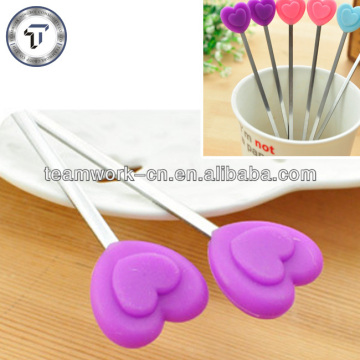 Eco-friendly heart shape silicone tea stirrer