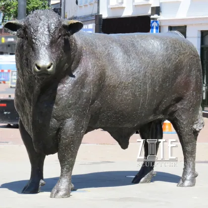 Metal crafts bronze hereford bull statue sculpture