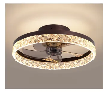 Luxury LED Smart Lighting and Crystal Chandelier Ceiling Fans for Bedroom