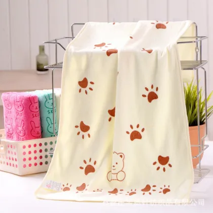 Kids Baby Animal Heart Print Bath Towel Cute Towel Baby Cartoon Absorbent Drying Swimwear Baby Cotton Kids Towels 2020