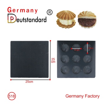 Sembilan mesin wafel berbentuk cangkang terbuat dari stainless steel