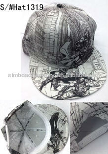 fashion fabric printing and embroidery design sports hat/cap