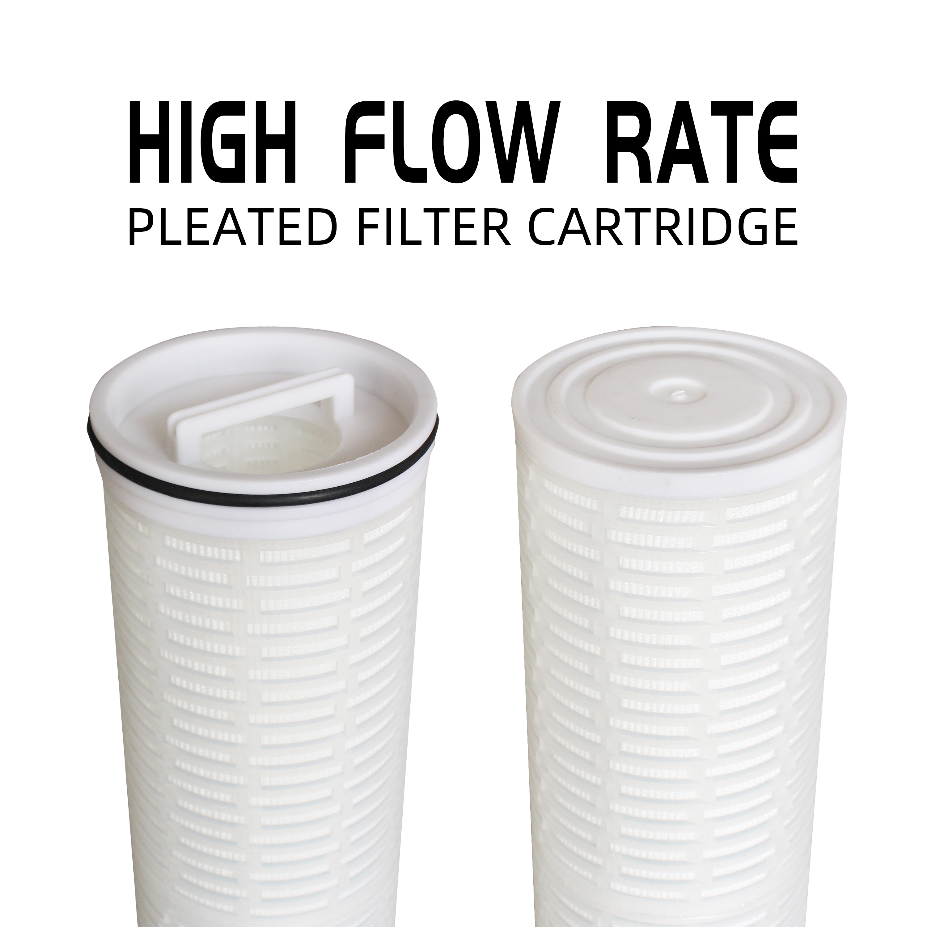 High flow ratepleated filter cartridge
