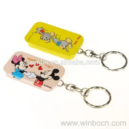 Slide rectangle metal keychain