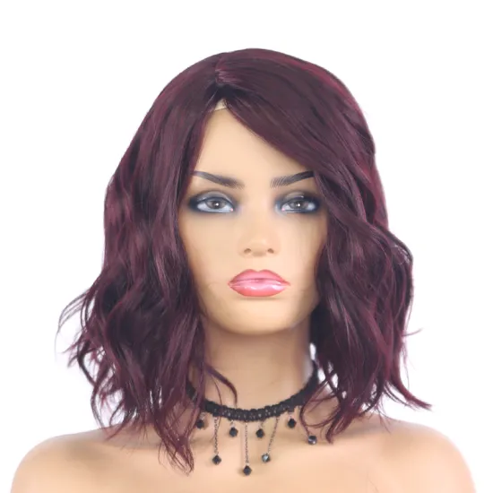 X-TRESS Wholesale Long Curly 99J Colored Synthetic Wig Daily For Women 6"-12" Machine Made Wig Heat Resistant Hair Wig For Women