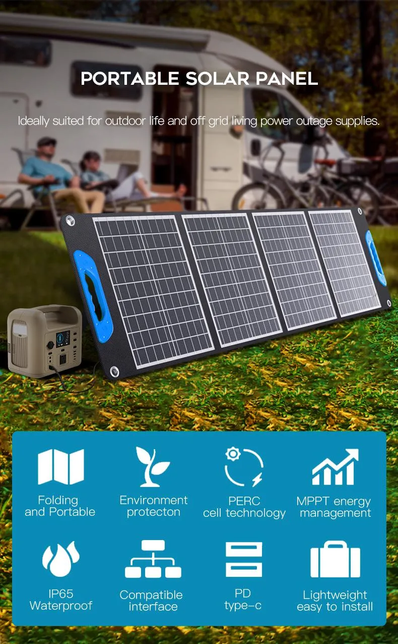 Whaylan monocristalina ETFE Campamento ao ar livre 100W Painel solar portátil dobrável