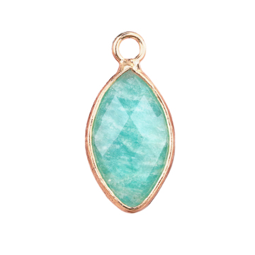 Amazonite Faceted Horse Eye Pendant가 DIY 제작 보석을위한 금 매력을 감아