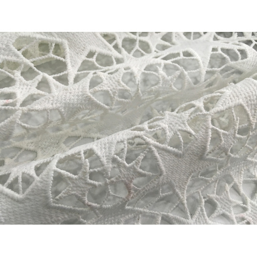 Milky Yarn Star Pattern Chemical Lace Embroidery Fabric