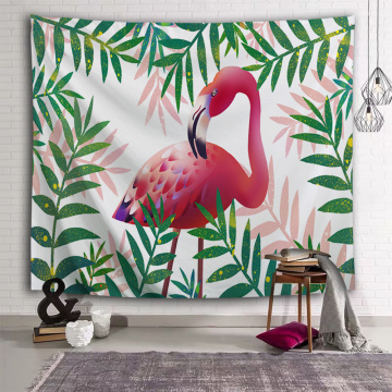 Pink Flamingo Tapestry Palm Leaf Wall Hanging Green Plants Tapestry for Livingroom Bedroom Home Dorm Decor