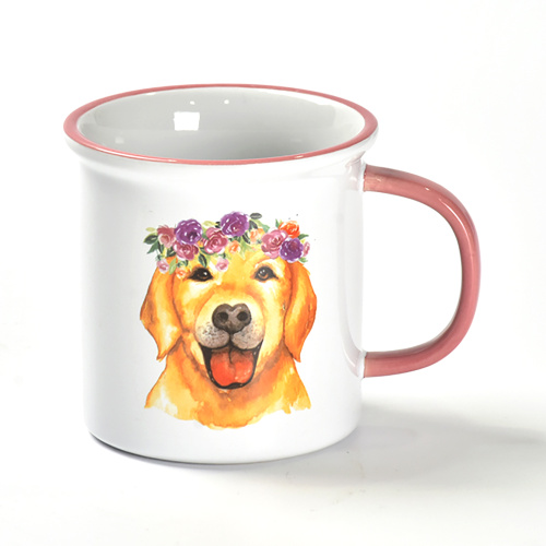 Copa de café caneca de animal fofo com aro colorido