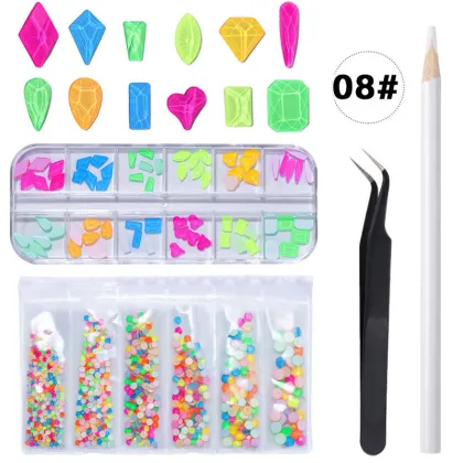 Customizable 12 Grids Glass Nail Art Rhinestones: OEM & ODM Solutions for Nail Decoration