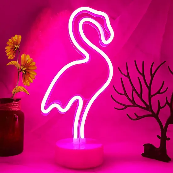 SHENPU Flamingo Neon Sign - Pink Flamingo LED Light for Girls' Room Decor