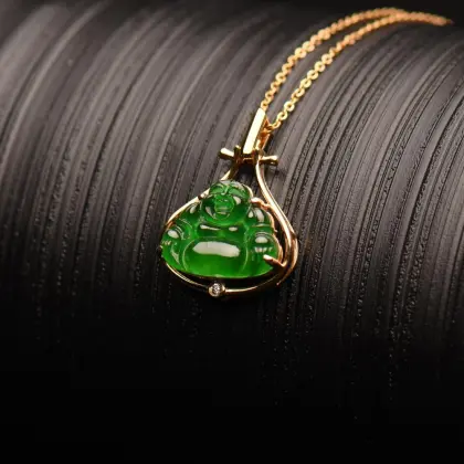 Jade Laughing Buddha Pendant Chinese Classical