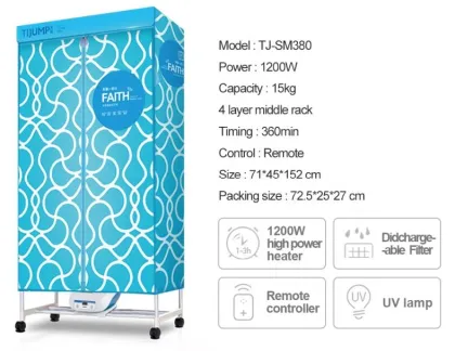 Tijump UV Light High Power 1200W Electric Clothes Dryer with PTC Heating and Remote Control