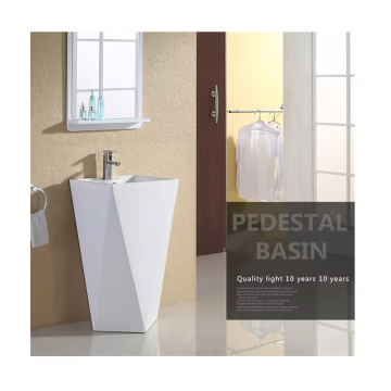 Modern Diamond Style One-Piece Bathroom Floor-Stand Wash Basin Pedestal Sink