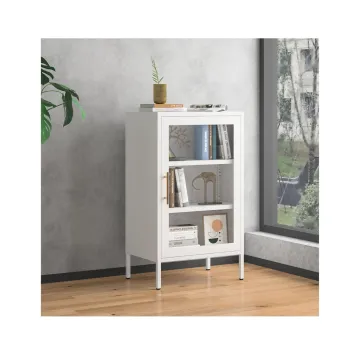 High Foot Metal Cupboard: Combination Cabinet with Glass Doors and Wide Storage for Sundries