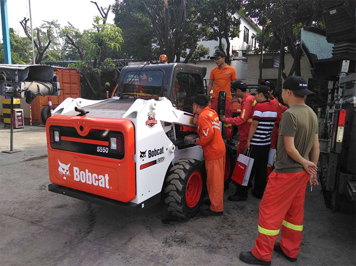 Bobcat S550 Skid Steer Loader working on government municipal project