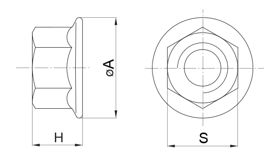 Drawing Serrated Hex Flange Nut