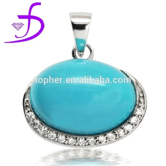 wholesale 925 Silver Jewelry jewelry natural stone big turquoise pendant design