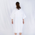 White cotton terry poncho robe embroidered logo