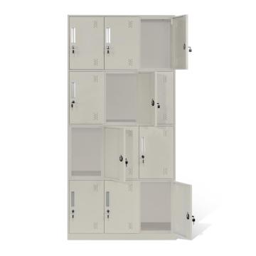12 дверных металлических шкафчиков для хранения вещей в спортзале / школе
