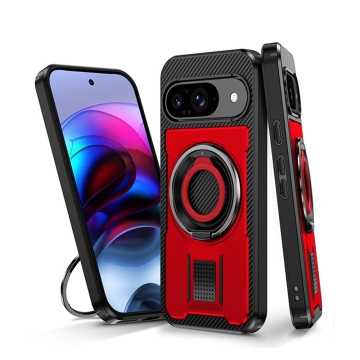 Luxury Silicone Finger Ring Case with 360° Metal Stand for Google Pixel 9 Pro