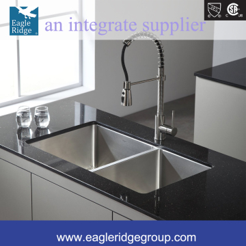 KHU102-33 33 inch Undermount 50/50 Double Bowl 16 gauge Stainless Steel Kitchen Sink