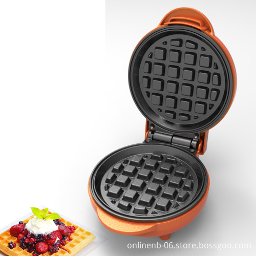 Portable Double Flat Mini Electric Round Waffle Maker for Home and Kids