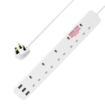 UK Factory Wholesale Power Socket Strip with 5 Outlets and 3 USB Ports