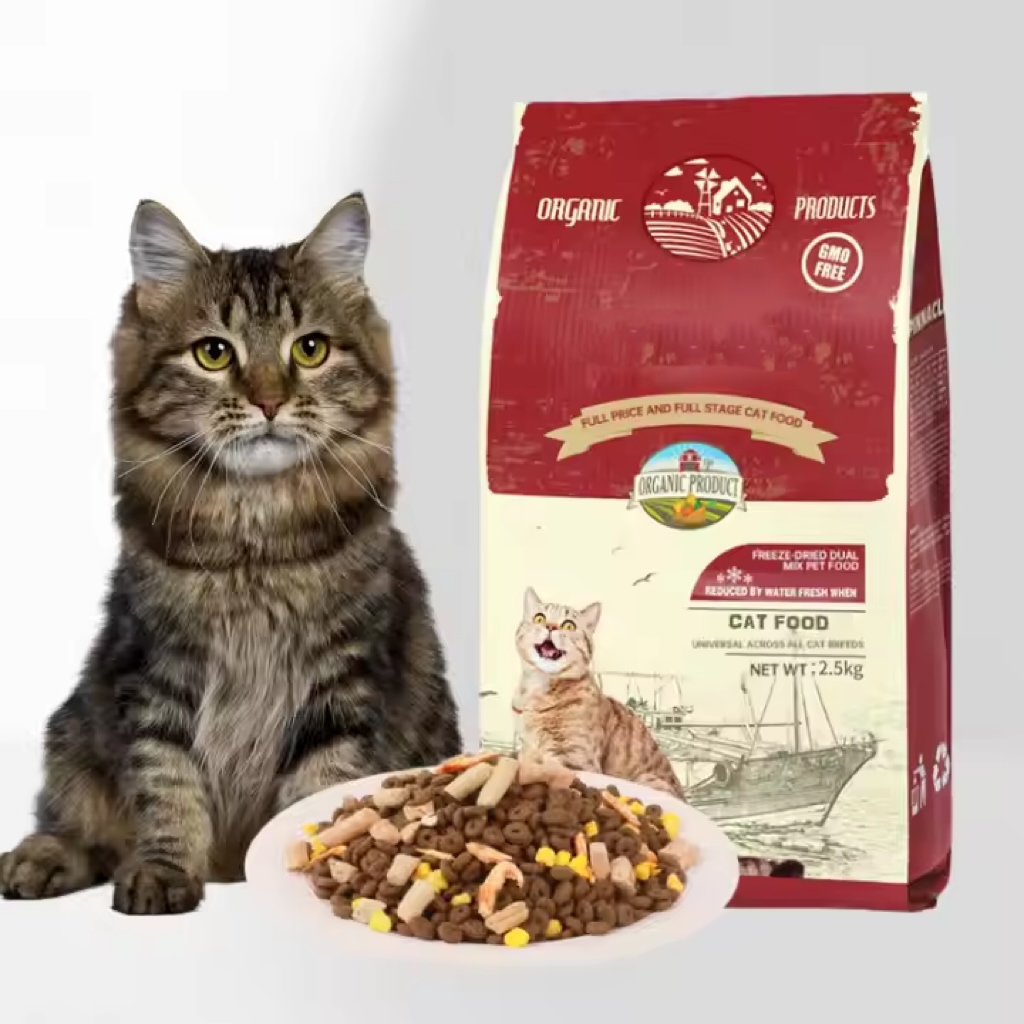 Comida de gato premium com nutrientes essenciais de carne de verdade