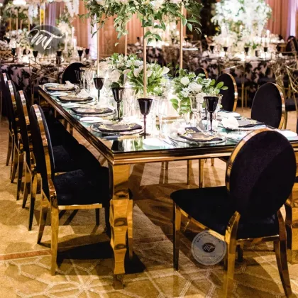 Rose Gold Metal Chrome Wedding Reception Chairs - Louis Party Stacks