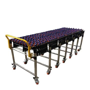 Gravity-Driven Flexible Skate Wheel Conveyor System with Stainless Steel Support Legs and Telescopic Rollers