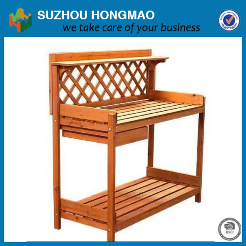 Natural color solid wood garden storaging foldable beautiful garden shelf