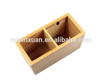 Two Compartments Bamboo pen holder, can be storage photo