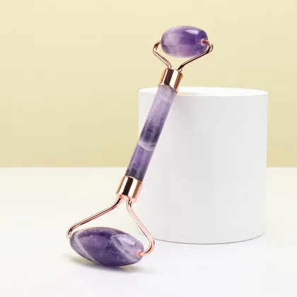 2025 Ladies Gift Set: IPSY Giveaway Natural Amethyst Purple Quartz Crystal Jade Roller & Scraping Apparatus for Guasha Massage