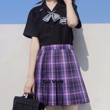 [Witch Contract] Japanese Girl's Summer High Waist Pleated Plaid Skirts For JK School Uniform Students Cloths