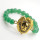Bracelet de pierres précieuses Aventurine verte avec pièce de tête de lion en alliage Diamante
