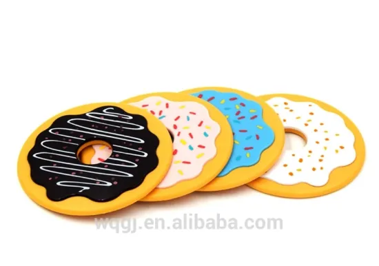 4 PCS Donut Shape Record Coasters Sets Donut Coaster Cup Mat