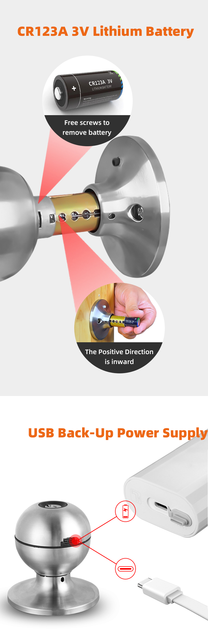 interior door knob with key lock