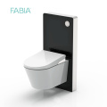 Module sanitaire en verre noir pour les toilettes suspendues murales