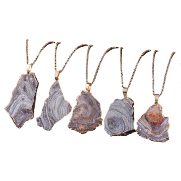 BraveLight Irregular Jade Agate Stone Quartz Necklace for Women - Fine Jewelry with Natural Stone Crystal Cluster Chain