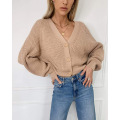 Women's Off Shoulder VNeck Button Sweaters