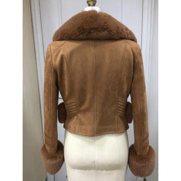 Damen Wildleder Shearling Winterjacke