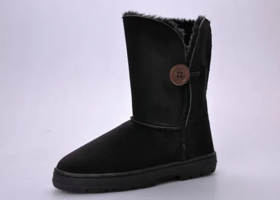Classic Style Black Womens Winter Snow Boots With Tpr Outsole