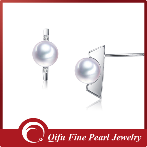 Simple 925 Silver Stud Earring Cultured Freshwater Pearl Earring Design
