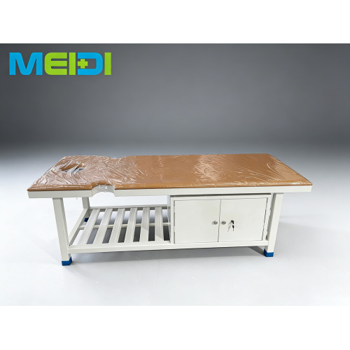 Mobile Stainless Steel Examination Bed with Storage Shelf & Hole
