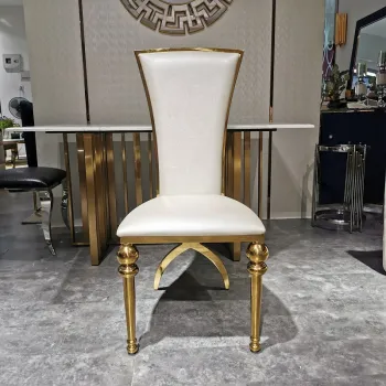 Modern Luxury White Leather Dining Chairs with Metal Legs - Cheap Wholesale Restaurant Furniture