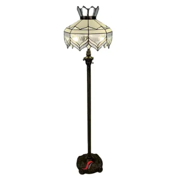 Antique Floor Lamp with Tiffany Style Stained Glass Roses Shade