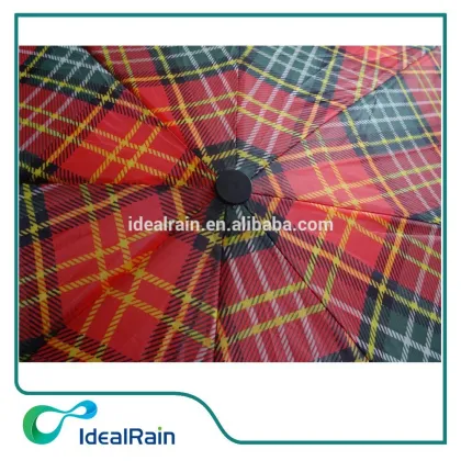 Polyester Red and green plaid umbrella paraguas barato al por mayor