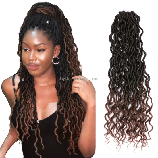 18Inch Soft Synthetic Hair Extension Goddess Locs Crochet Hair Wavy Goddess Faux Locs Pre Looped Curly Locs Hair For Black Women